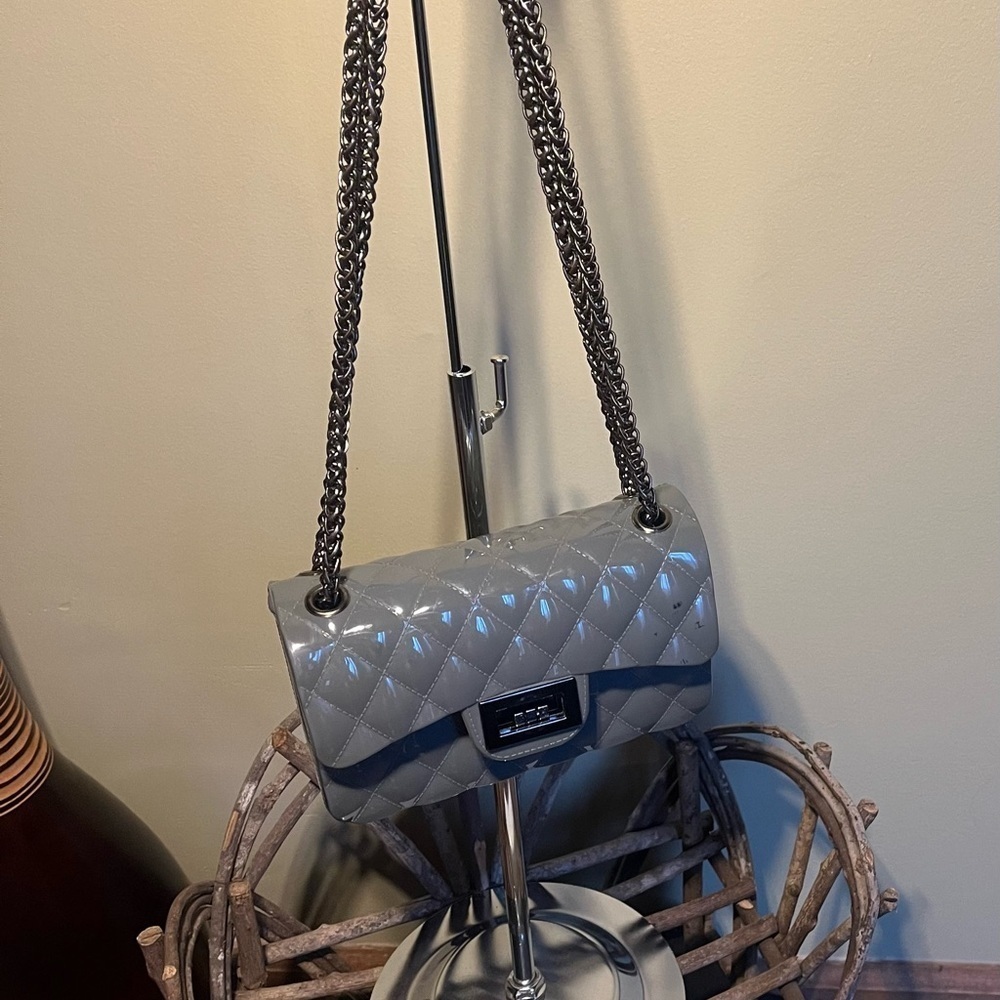 Macy's Gray Quilt Look PVC Shoulder Crossbody Bag